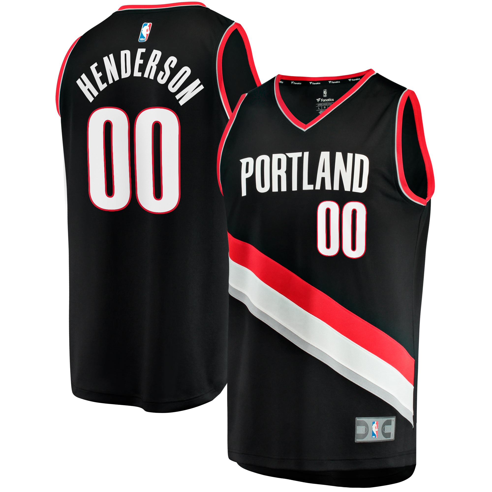 Youth Fanatics Scoot Henderson Black Portland Trail Blazers Fast Break Replica Jersey - Icon Edition